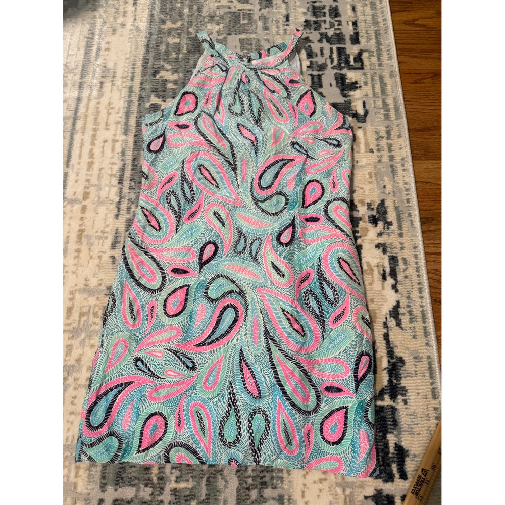 Britt Ryan Womens Pink Turquoise Paisley Halter Shift Dress Size Small Summer